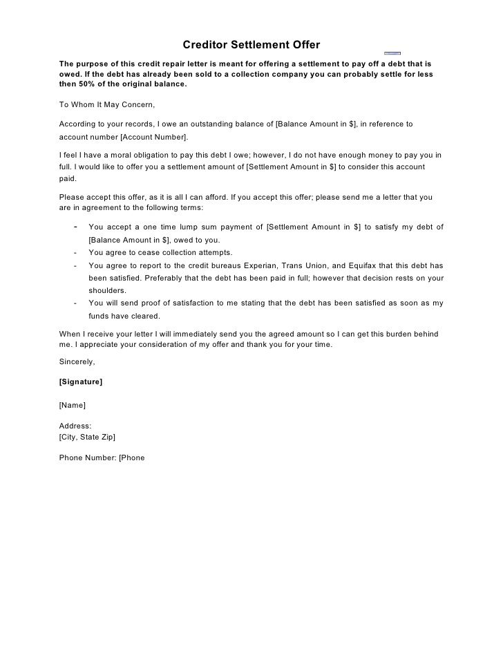 728x942 Creditor Settlement Offer The Purpose Of This Credit Repair Letter