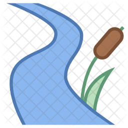 256x256 Creek Icon Of Colored Outline Style