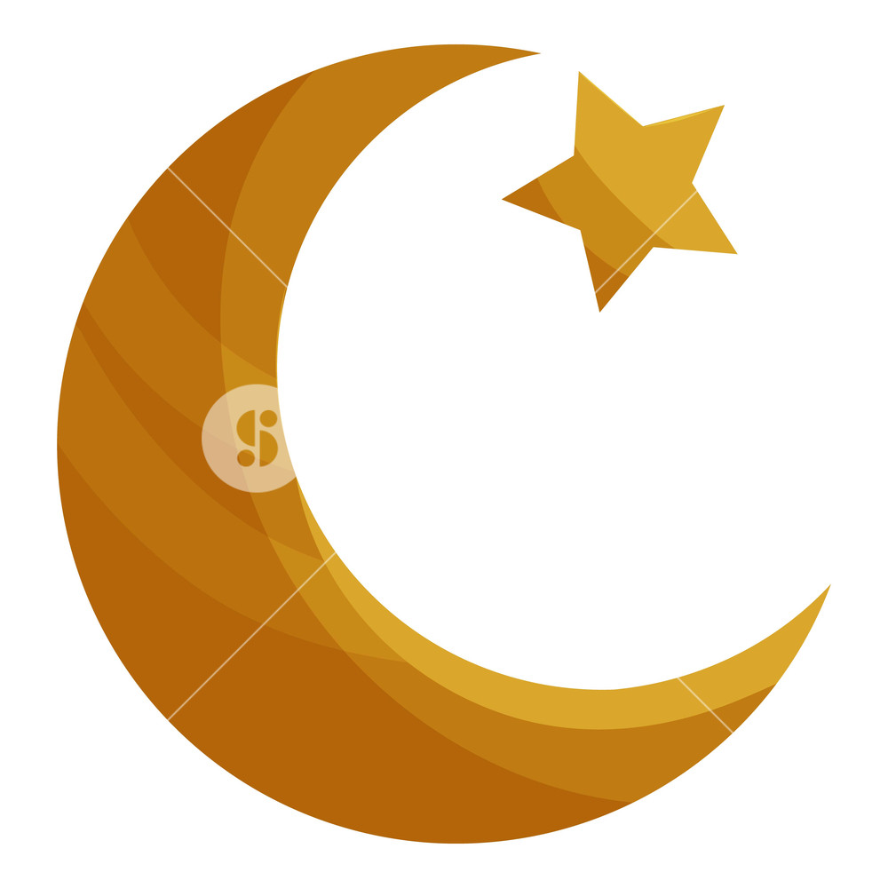 1000x1000 Turkey Islamic Symbol Star And Crescent Icon In Cartoon Style