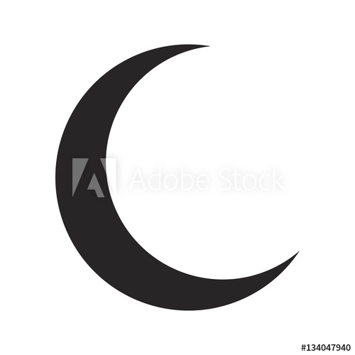 500x500 Crescent Moon Silhouette Vector Symbol Icon Design