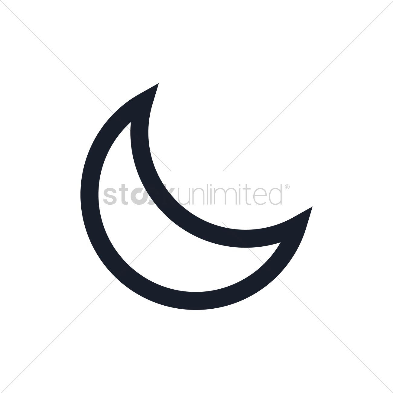 1300x1300 Crescent Moon Icon Vector Image
