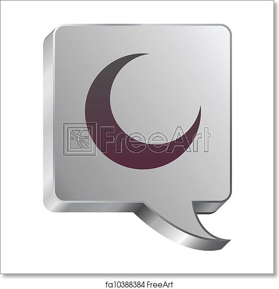 561x581 Free Art Print Of Crescent Moon Icon On Steel Bubble Crescent