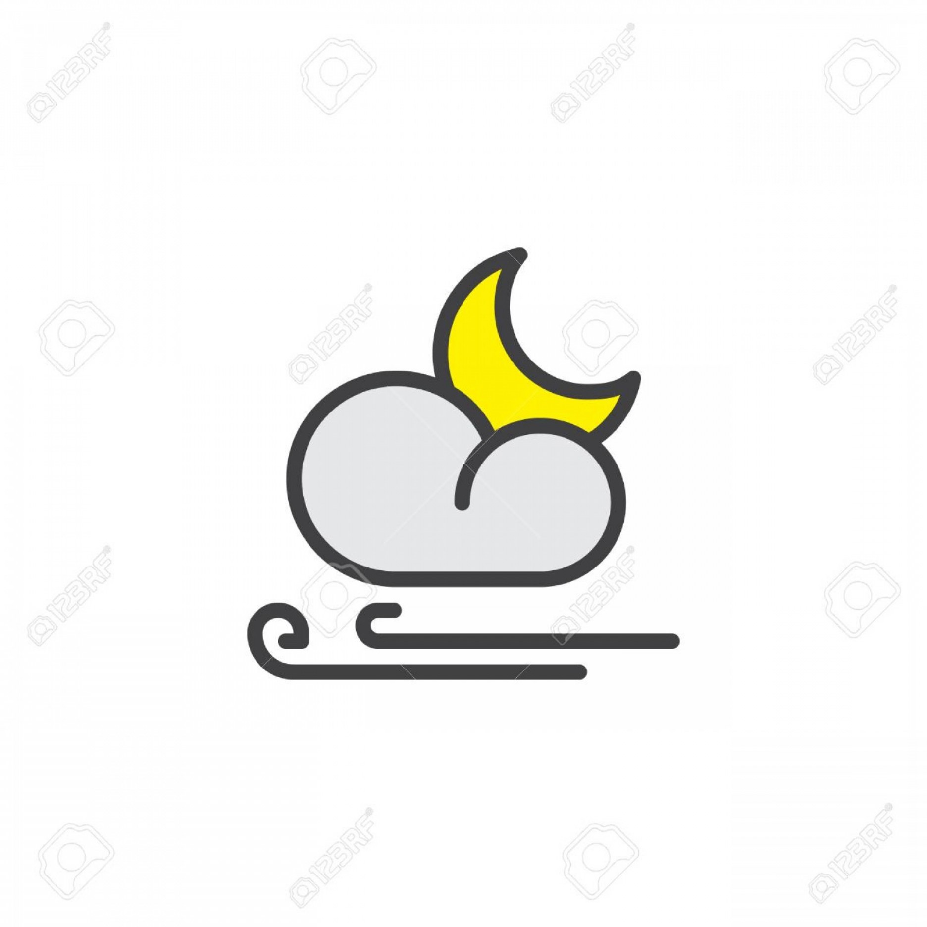 1872x1872 Photostock Vector Wind Cloud And Crescent Moon Filled Outline Icon