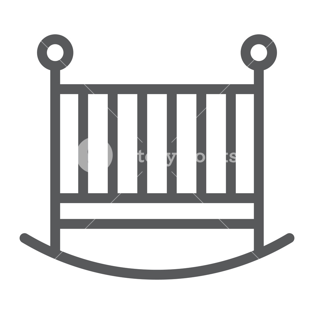 1000x1000 Baby Crib Line Icon, Child And Bed, Cot Sign, Vector Graphics