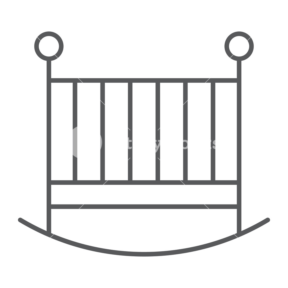 1000x1000 Baby Crib Thin Line Icon, Child And Bed, Cot Sign, Vector Graphics