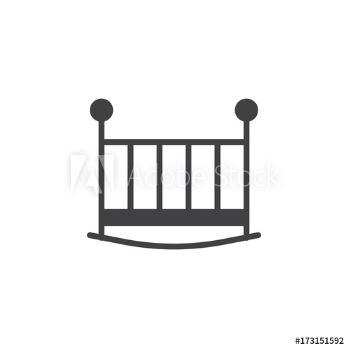 500x500 Crib Icon Vector, Filled Flat Sign, Solid Pictogram Isolated