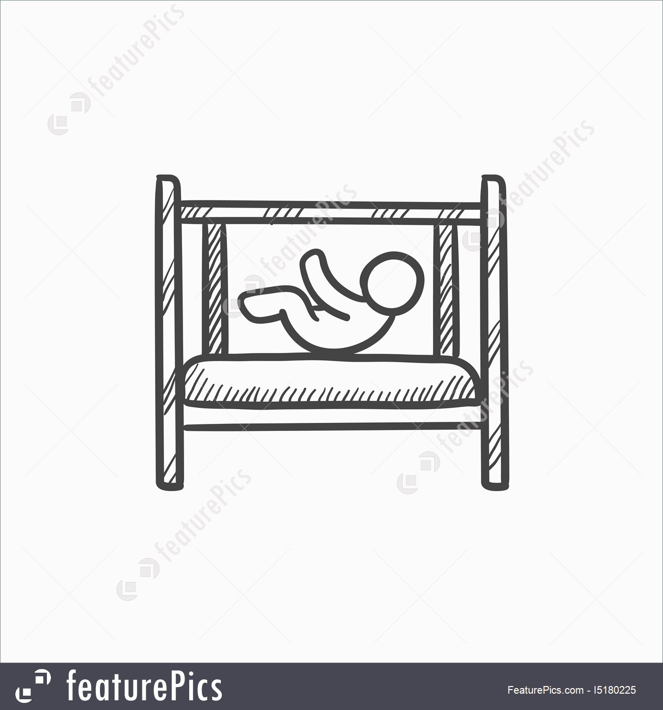 1300x1392 Illustration Of Baby Laying In Crib Sketch Icon