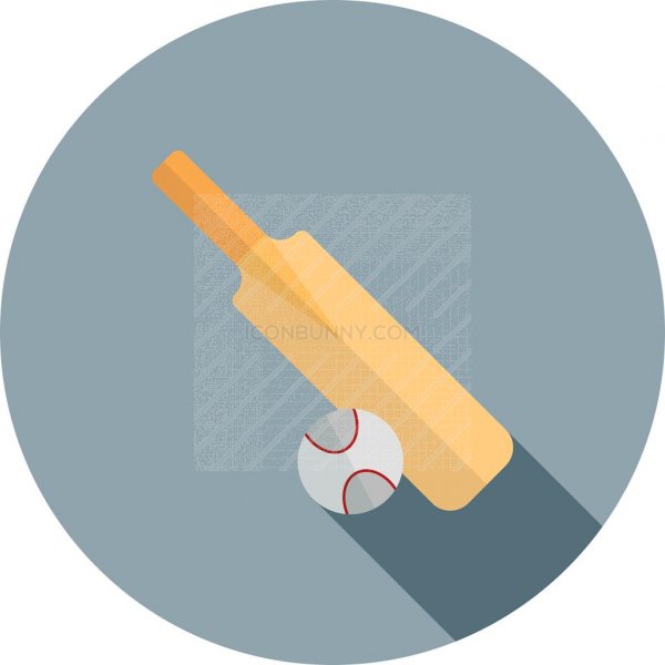 600x600 Cricket Bat And Ball Flat Shadowed Icon
