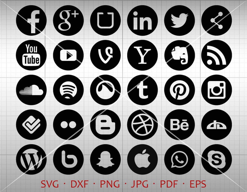 794x619 Social Media Round Social Icon Clipart Silhouette Cricut Etsy