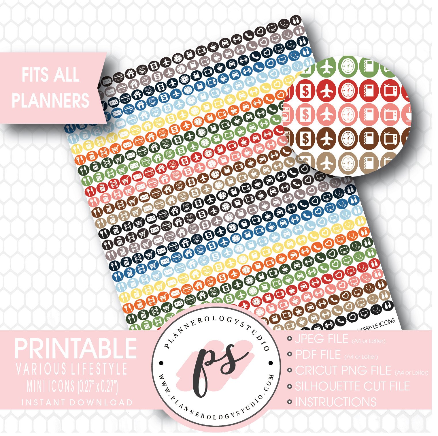 1520x1512 Various Lifestyle Mini Icon Printable Planner Stickers