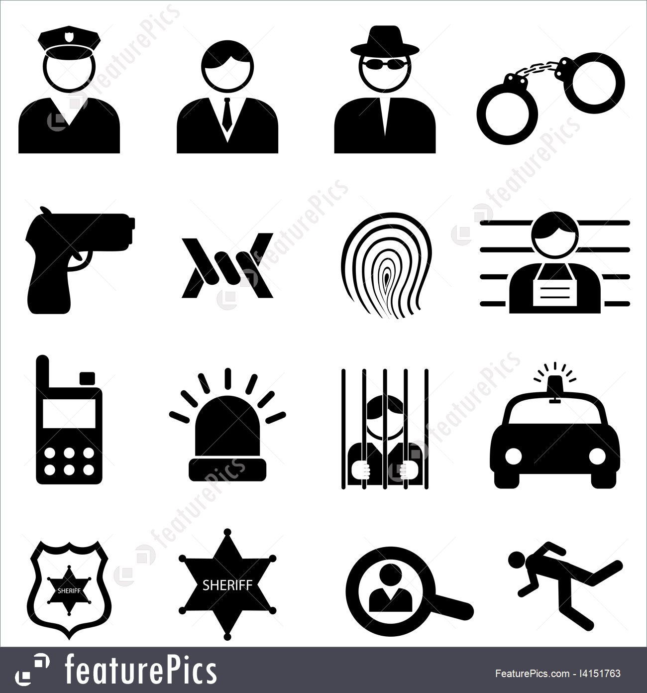 1300x1392 Illustration Of Police And Crime Icons