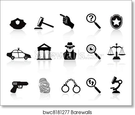 435x370 Law And Crime Icons Set, Art Print Barewalls Posters Prints