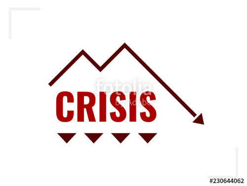 500x376 Economy Crisis Icon Financial Loss Concept Word Crisis With Line