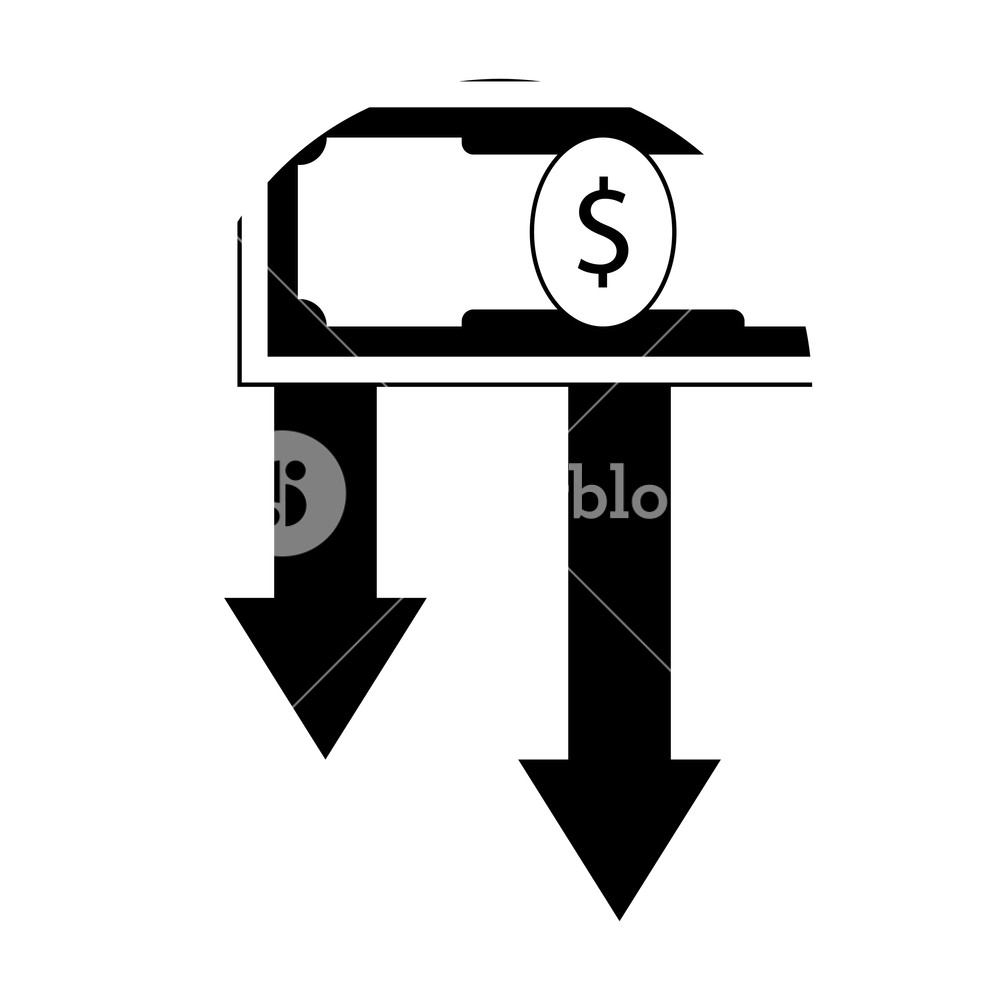 1000x1000 Finance Crisis Icon Black White Money Dollar Banknote And Arrows