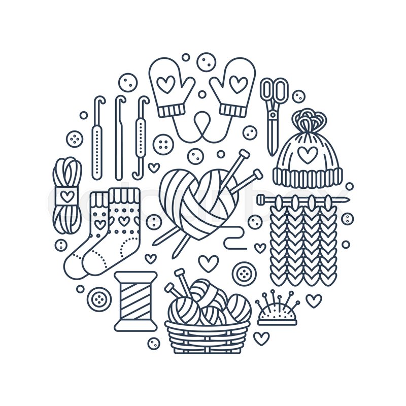 800x800 Knitting, Crochet, Hand Made Banner Stock Vector Colourbox