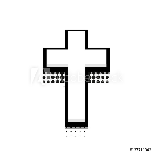 500x500 Vector Modern Halftone Cross Icon On White Background