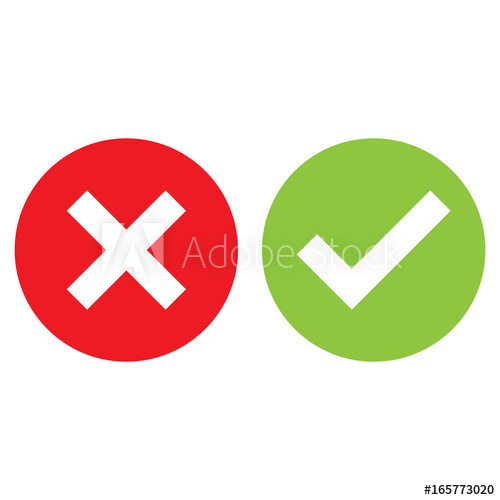 500x500 Check Mark Cross Mark Icon Isolated Vector