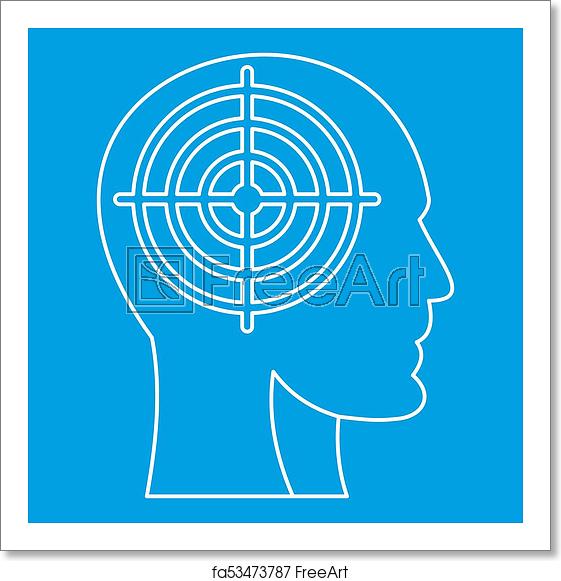 561x581 Free Art Print Of Head With Crosshair Icon, Outline Style Head