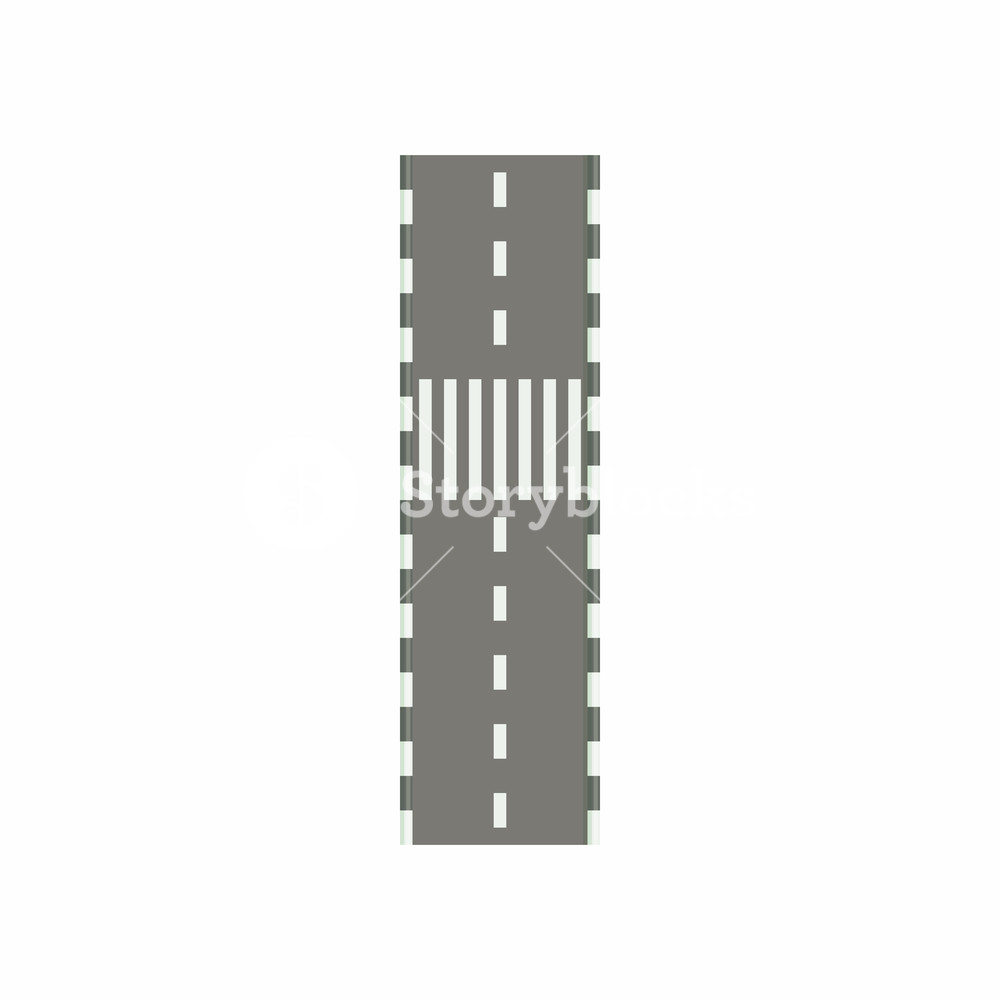 1000x1000 Road With Crosswalk Icon In Cartoon Style On A White Background