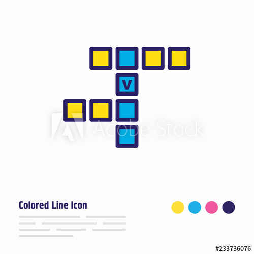 500x500 Vector Illustration Of Crossword Icon Colored Line Beautiful