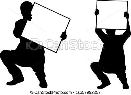 450x327 People Holding Panels In A Crouch Position Isolated On White