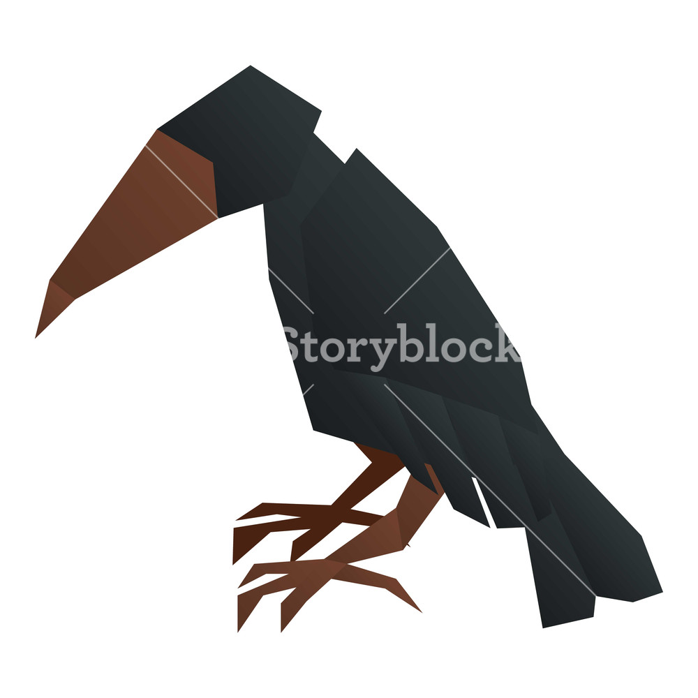 1000x1000 Origami Crow Icon Cartoon Illustration Of Origami Crow Vector