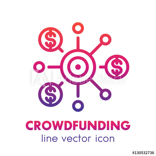 Crowdfunding Line Icon Over White, Crowdsourcing, Raising Funding 500x500 Crowdfunding Line Icon Over White, Crowdsourcing, Raising Funding