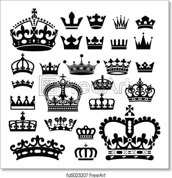 561x581 Free Art Print Of Crown Icons Isolated Crown Icon Set Colors Are