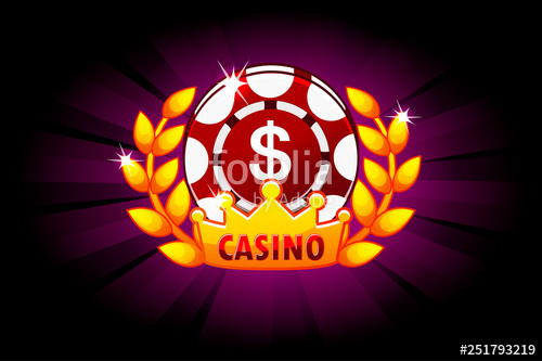 500x333 Casino Banner With Poker Chip And Crown, Icon And Text Symbols