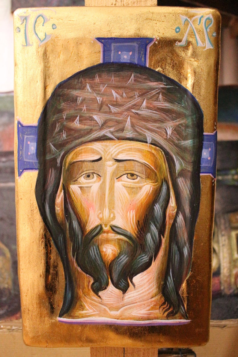 794x1191 The Icon Jesus Is The Christ In The Crown Of Thorns Etsy
