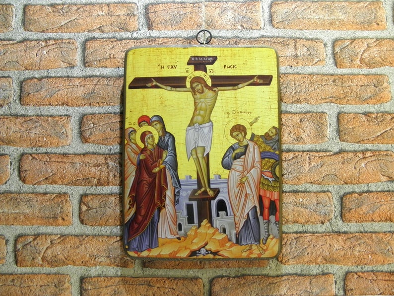 794x596 Wood Icon Of The Crucifixion Of Jesus Christ Crucifixion Etsy