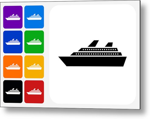 493x390 Cruise Ship Icon Square Button Set Metal Print