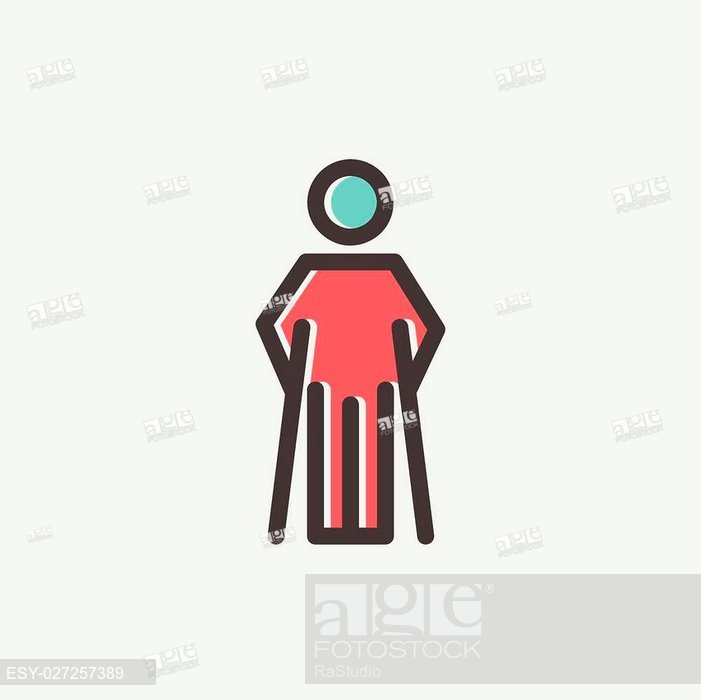 701x700 Injured Man With Crutches Icon Thin Line For Web And Mobile