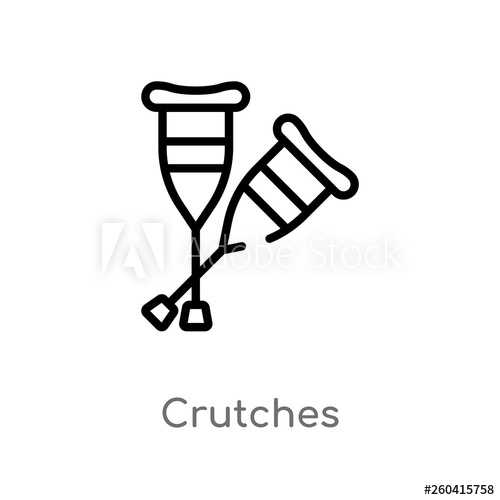 500x500 Outline Crutches Vector Icon Isolated Black Simple Line Element