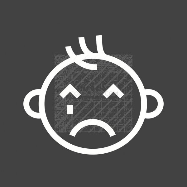 600x600 Crying Baby Line Inverted Icon