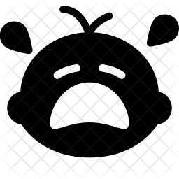 256x256 Crying Baby Icon Of Glyph Style