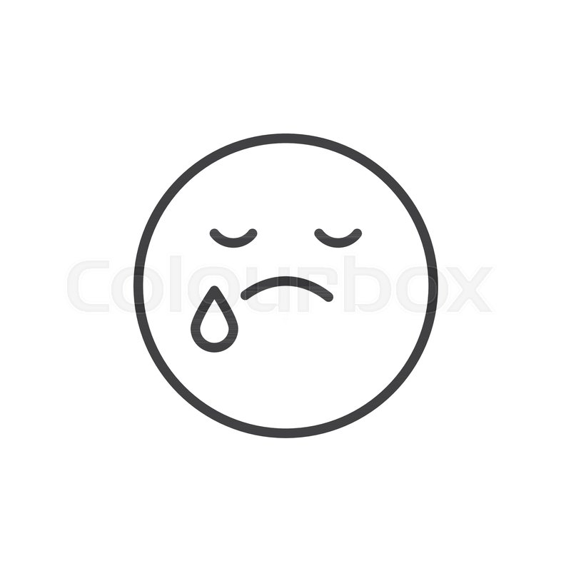 800x800 Crying Face Emoticon Line Icon, Stock Vector Colourbox