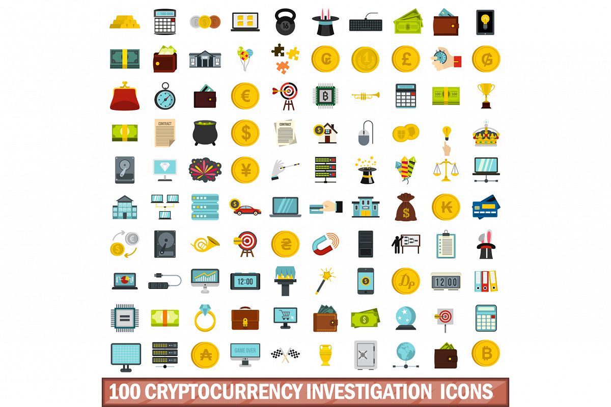 1200x800 Cryptocurrency Investigation Icons Set