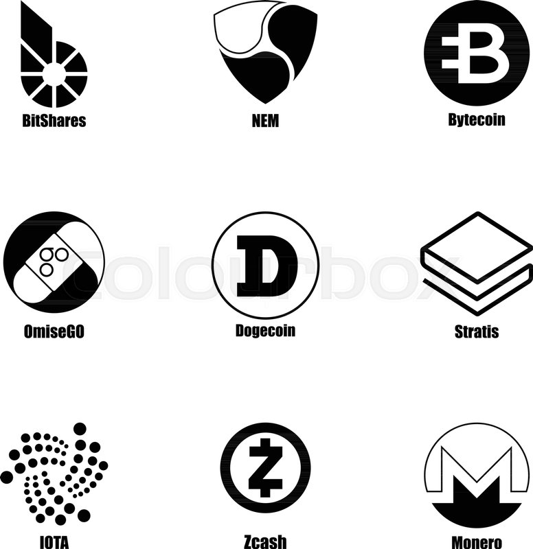 776x800 Cryptocurrency Icons Set Simple Set Stock Vector Colourbox