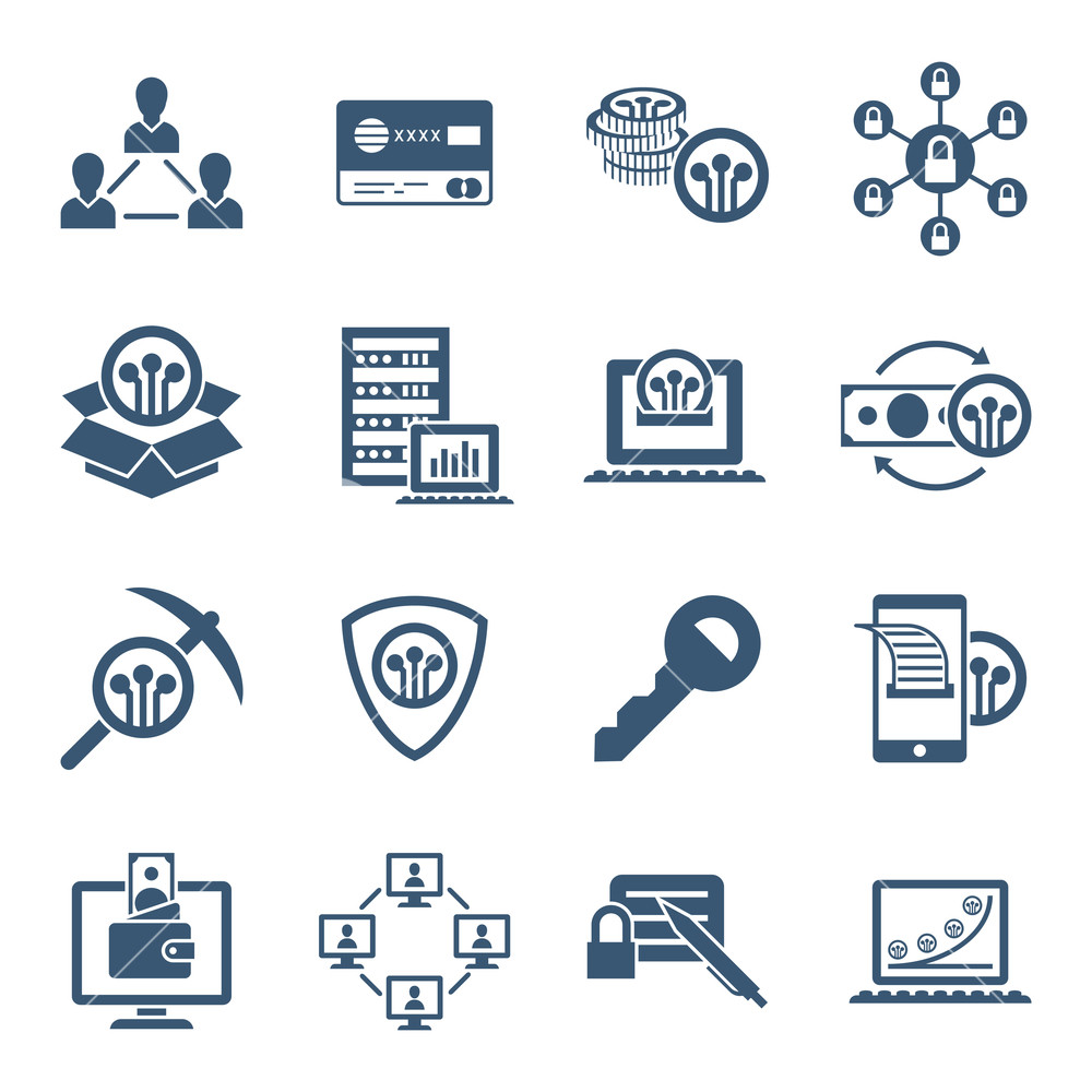 1000x1000 Digital Vector Line Icons Set Blockchain Pack Illustration