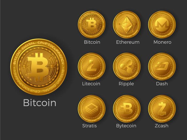 653x490 Golden Cryptocurrency Cons Set