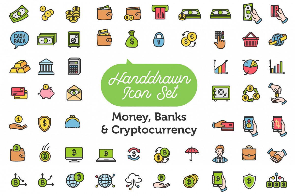1200x800 Money, Banks And Cryptocurrency Icon Set