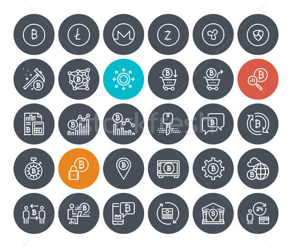 600x508 Thin Line Cryptocurrency Icons Set Vector Illustration Dejan