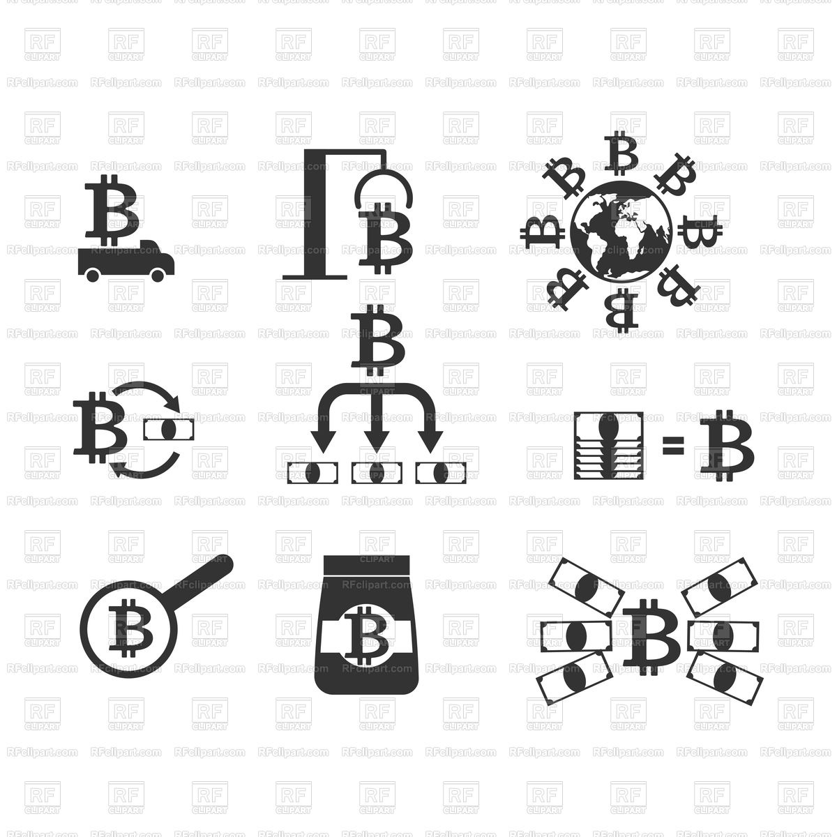 1200x1200 Bitcon Set Cryptocurrency Extraction And Exchange Vector