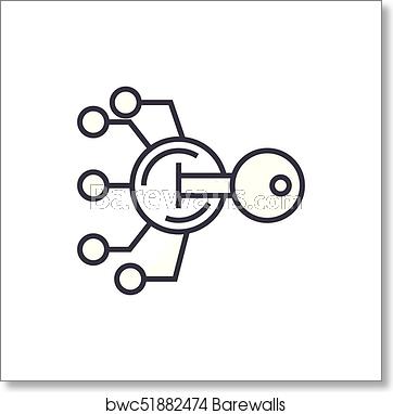362x382 Encryption, Cryptography Key Concept Vector Thin Line Icon, Symbol