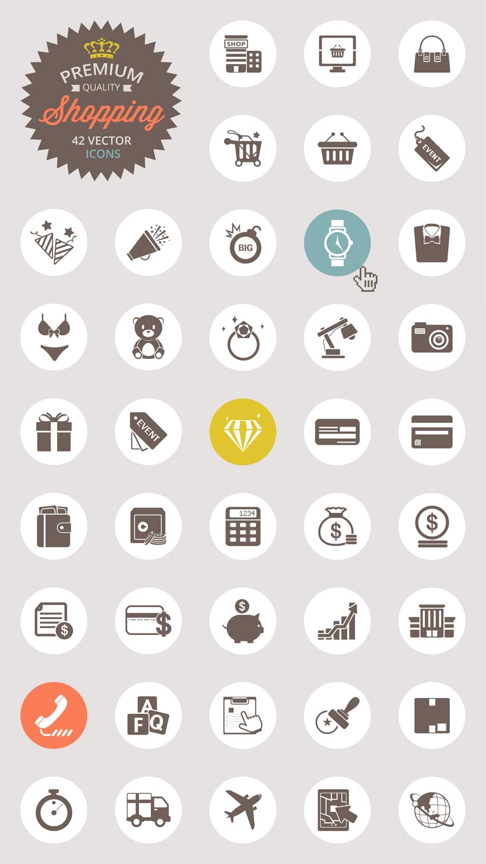954x1697 Vector Shopping Icon Set