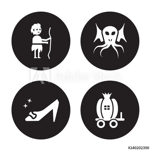 500x500 Vector Icon Set Curupira, Cinderella Shoe, Cthulhu, Carriage