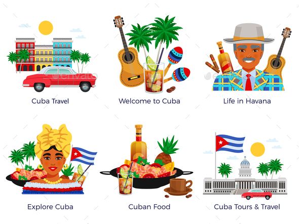 590x443 Cuba Travel Icons Set