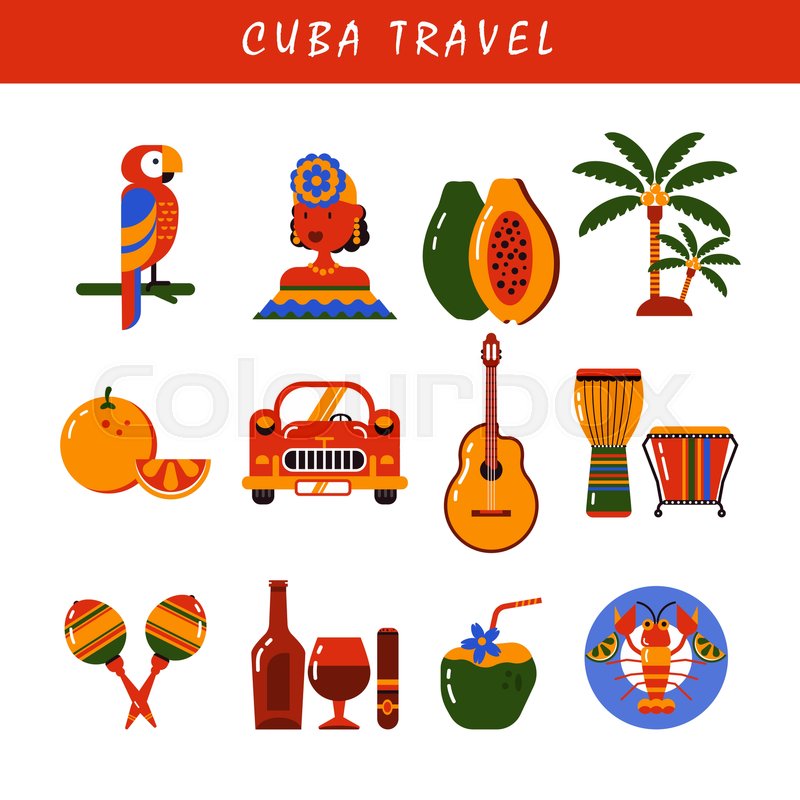 800x800 Cuba Icons Set In Flat Style Of Cuban Stock Vector Colourbox