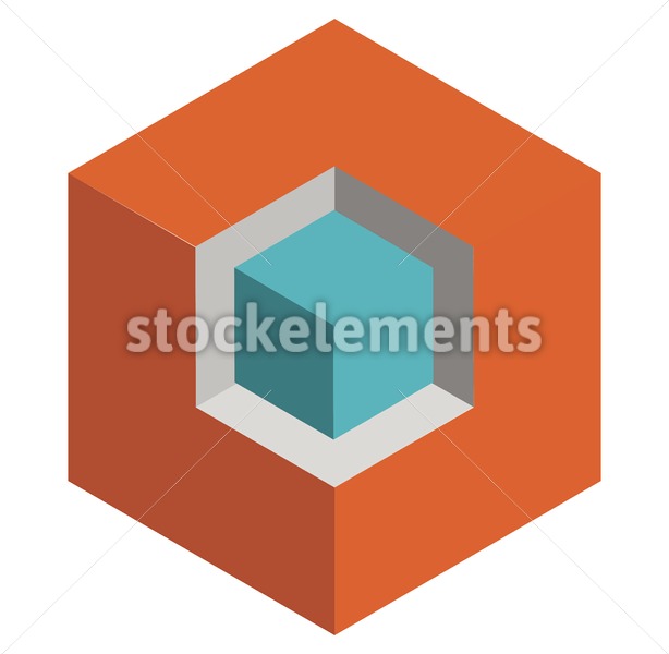 614x600 Isometric Duotone Conceptual Cube Icon Geometric Cube